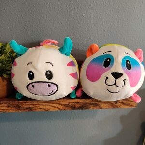 Bun Bun! Plush Set Stack 2 Soft Rainbow Zebra Panda Kids Toy Stuffed Animal Pink